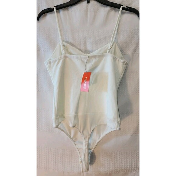 Intempo Thong Bodysuit Pink Womens Size Small White One Piece Party Snap Closer - Picture 4 of 6